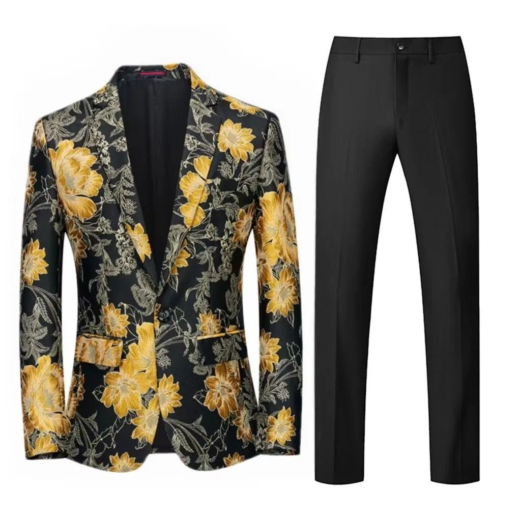 955Men's Korean slim fit groom wedding business casual professional