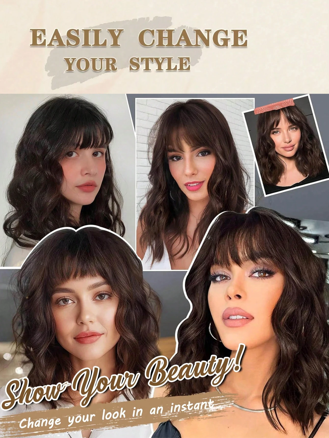 Synthetic Hair Bangs for Women with Invisible Clips