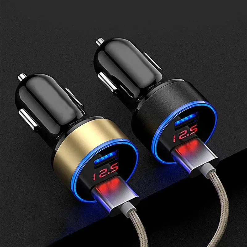 1-3개 5V 3.1A 차량용 충전기 듀얼 USB QC 어댑터 시거잭 LED 전압계 모든 종류의 휴대폰용 고속 충전