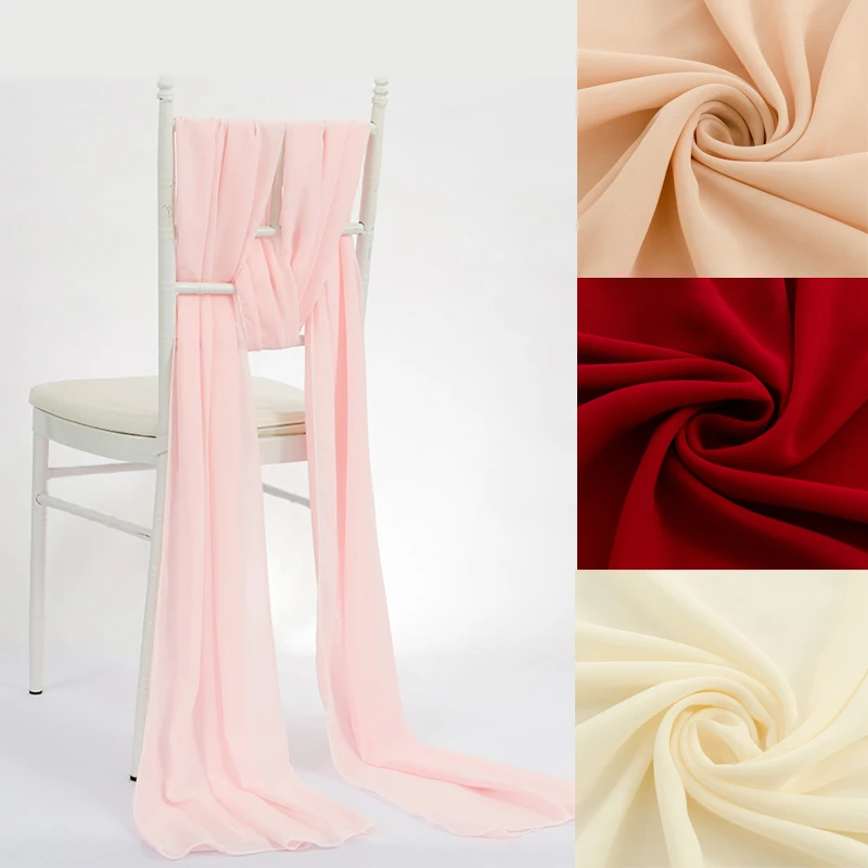 

5pcs/set 72*305cm Chair Chiffon Sashes Bow Tie Table Runner Boho Wedding Arch Draping Fabric Party Banquet Event Decoration