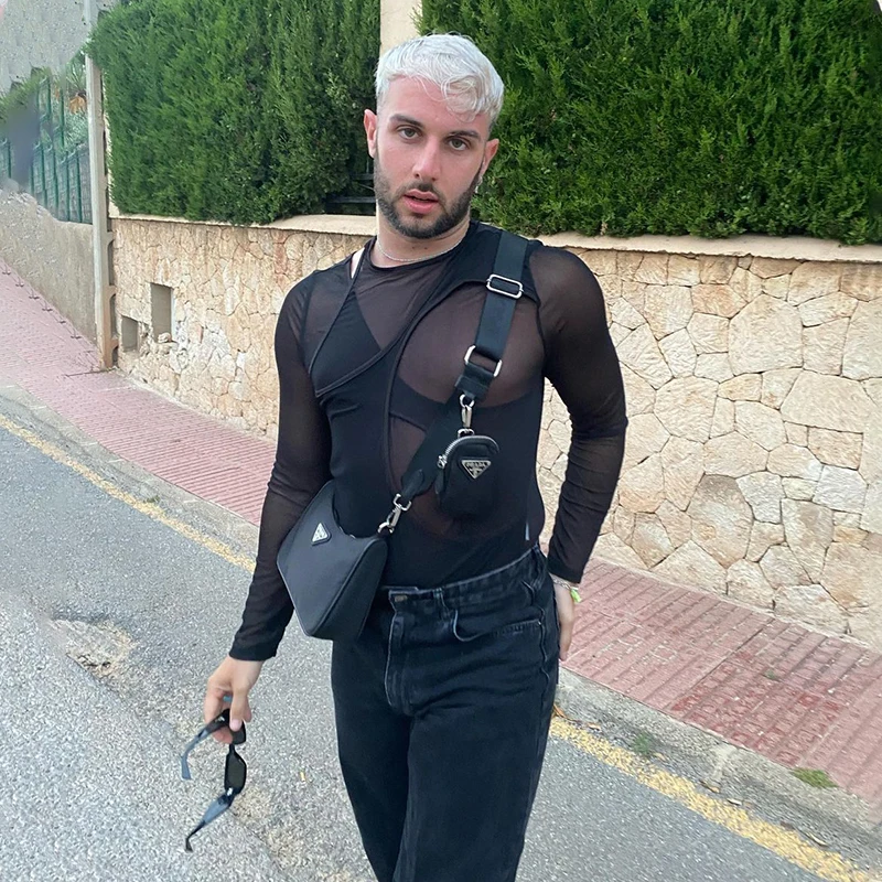 Men Bodysuits Men Jumpsuits Men Lingerie Mesh Bodysuits for Men S-5XL