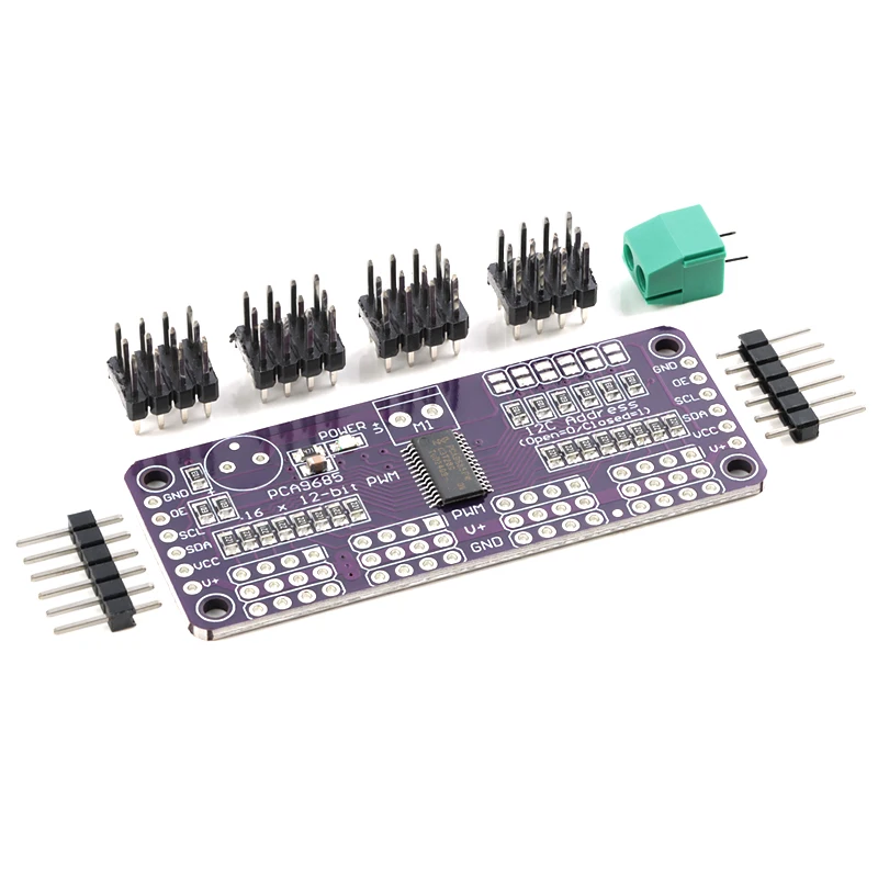 16채널 12비트 PWM 서보 드라이버 - I2C 인터페이스 - 아두이노 라즈베리 파이 DIY 서보 쉴드 모듈용 PCA9685 서보 쉴드