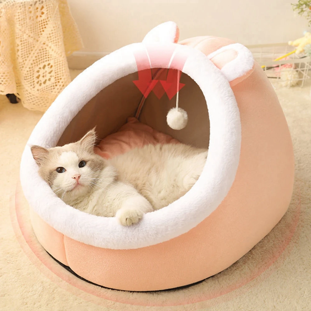 Cat Bed House Kennel Nest Round Pets Sleeping Cave Kitten Beds Pet Basket Cozy Kitten Lounger Cushion Cat House Tent Dog Houses 3