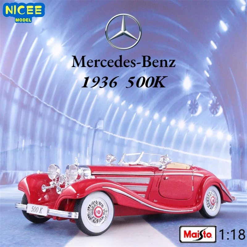 Maisto 1:18 1936 Mercedes-Benz 500K Convertible Vintage Car simulation alloy car model collection ornaments gifts B285