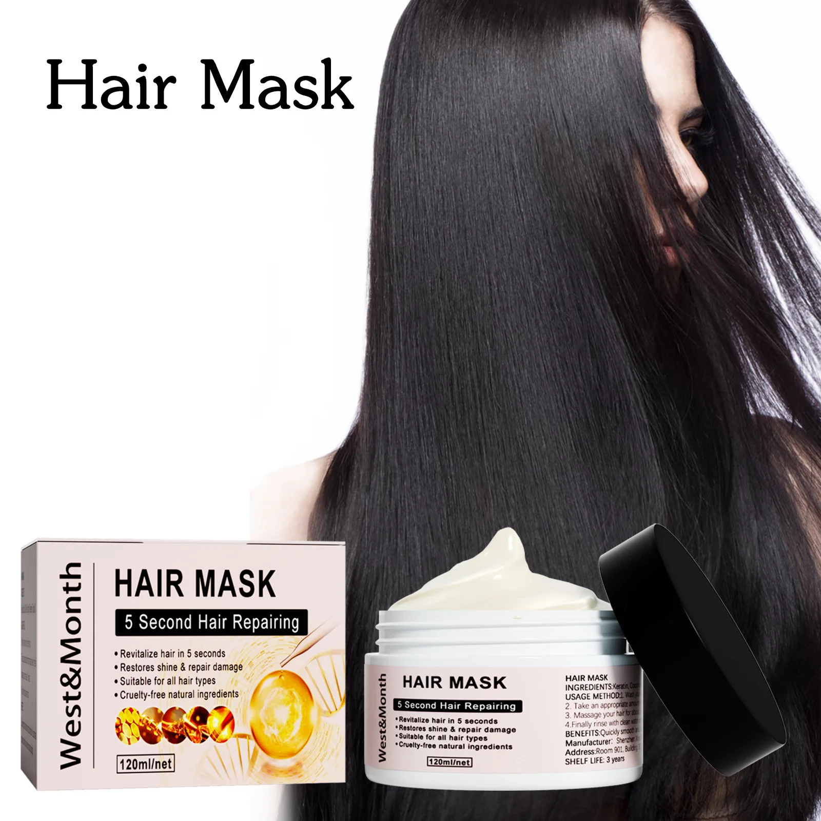 West & Month Keratin Repair Hair Mask Moisturizing Repair Hair Tail Fork Improve Dyeing and Perming Dry Keratin Hair Treatment