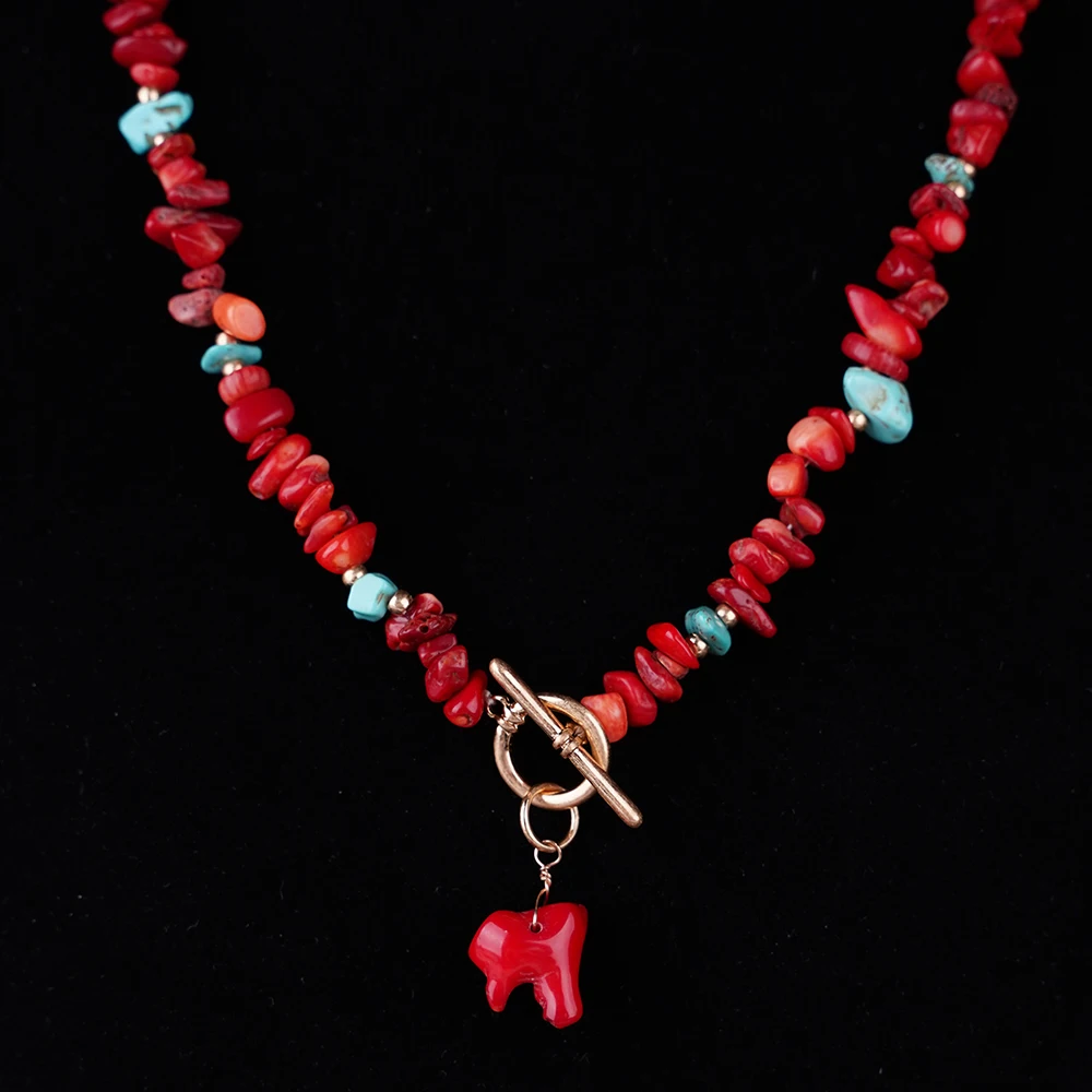 Collana Artigianale In Perla Keshi E Corallo Rosso Naturale - Gioiello Donna Moda Fatto A Mano