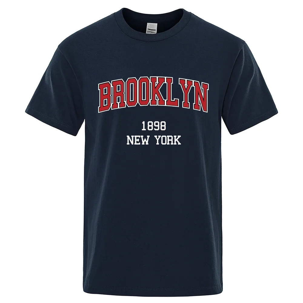 

Loose Summer Tshirt Cotton Breathable Tops Brooklyn 1898 New York City Letter Prints T Shirt Men Creativity Tee Clothes T-Shirts