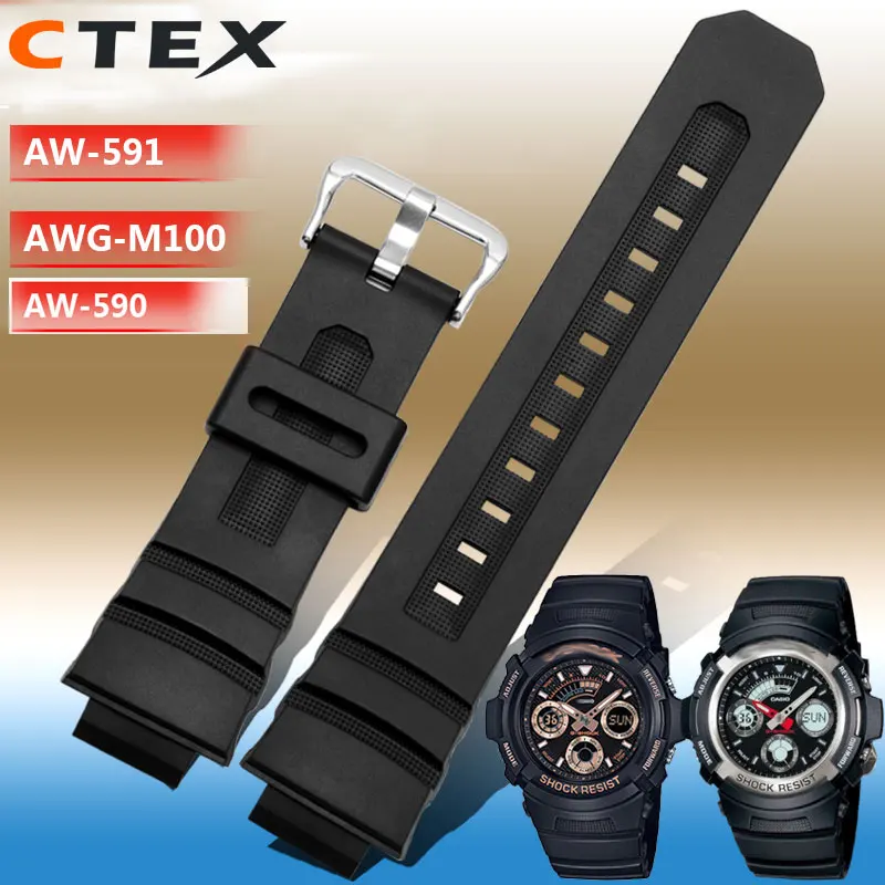 Silicone Wristwatch Accessories Watchband For Casio G Shock AW 591/590
