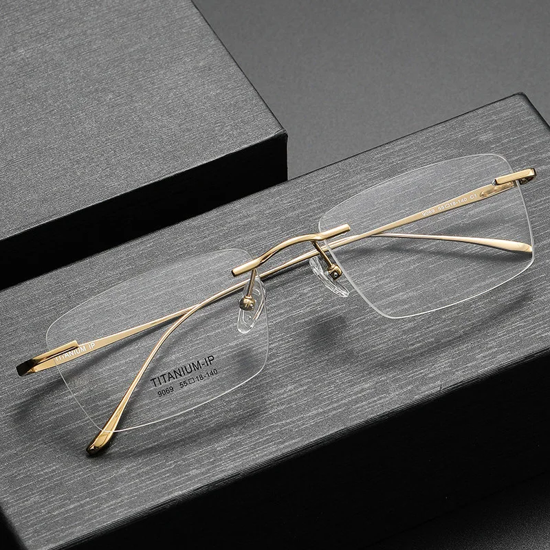 Herren Sonnenbrille mit-0,50-1,00-1,50-2,00-Myopie-Gläsern randlose Diamant-Anti-UV-Sonnenbrille Farbverlauf grau g15 farbige Gläser – Detail 16
