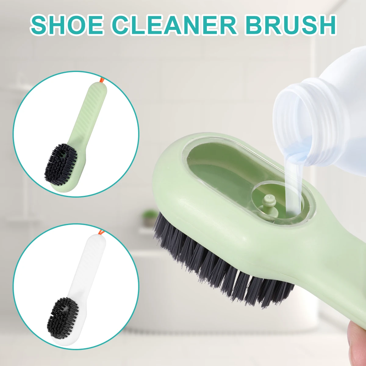 

New 10Pcs Shoe Cleaning Brush Multifunctional Cleaning Brush with Soap Dispenser Soft Bristle Clothes Scrubbing Brush