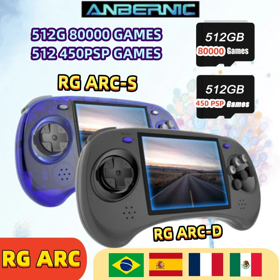 Airuidas RG ARC-S Retro Handheld Game Linux System RG3566 4.0 inch IPS  Screen,RGARC S with1G 128GTF Card Pre-Installed 4541 Games Supports 5G WiFi  4.2