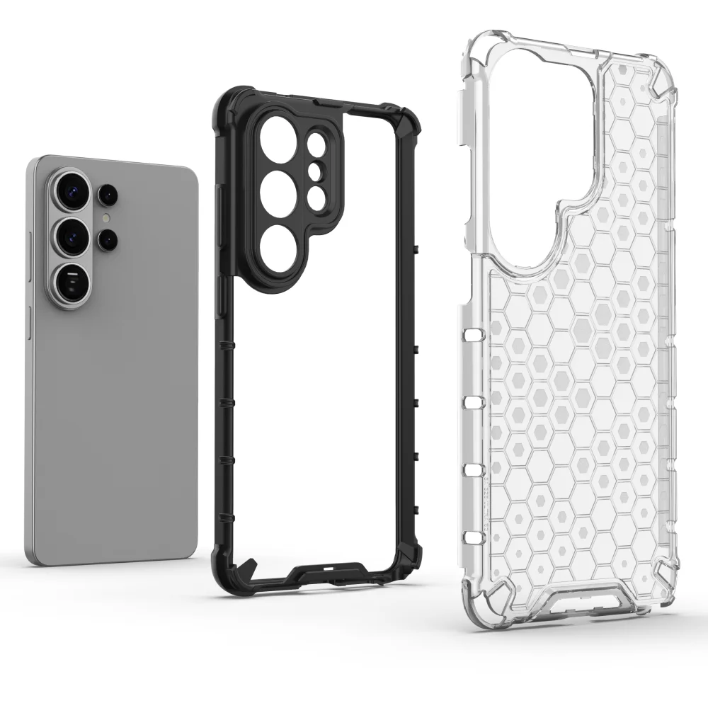 Armor Honeycomb Pattern Transparent Shockproof Phone Case with Military-Grade Protection