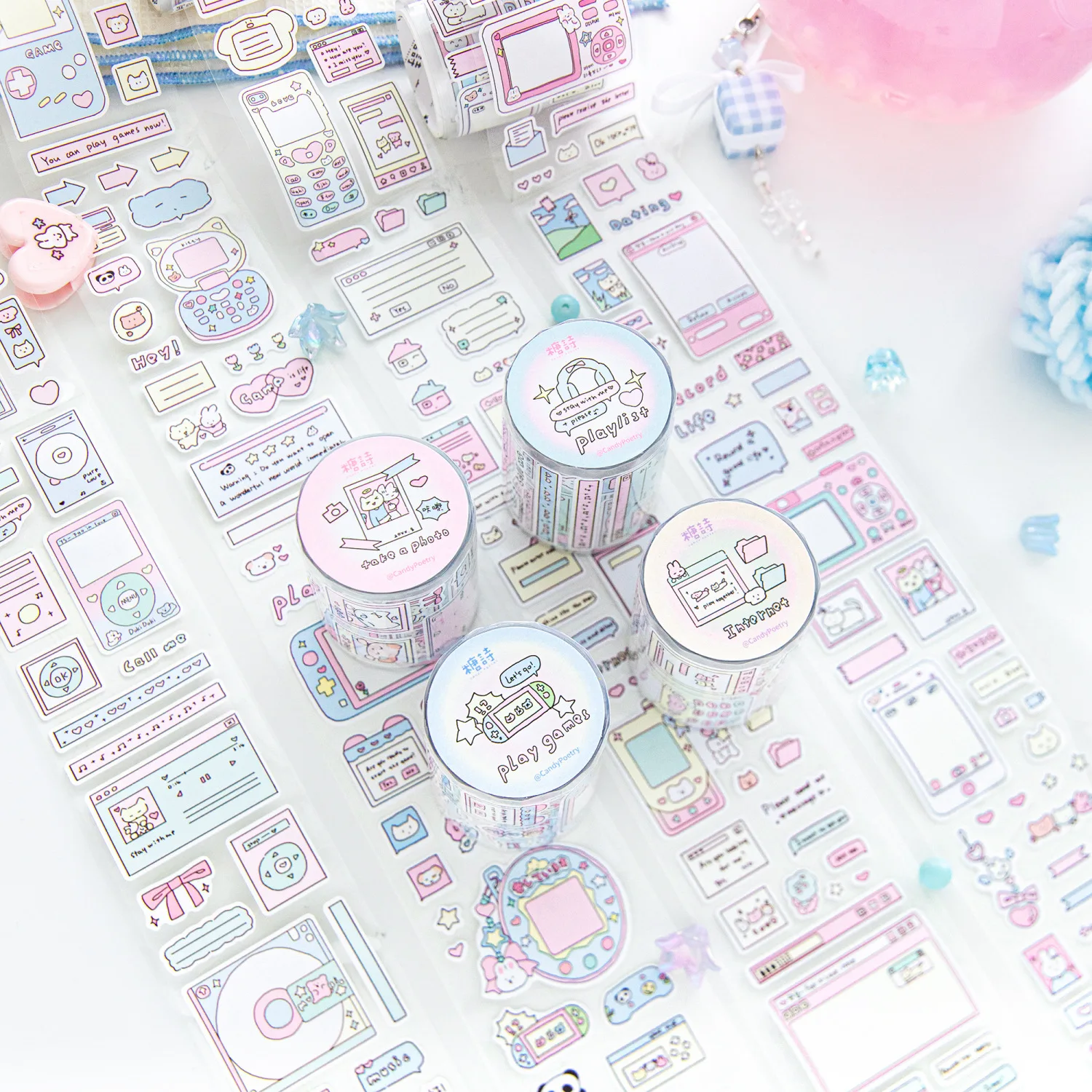 Mr Paper 4rolls/bag die cutting row waste tape ins style stickers cute ...