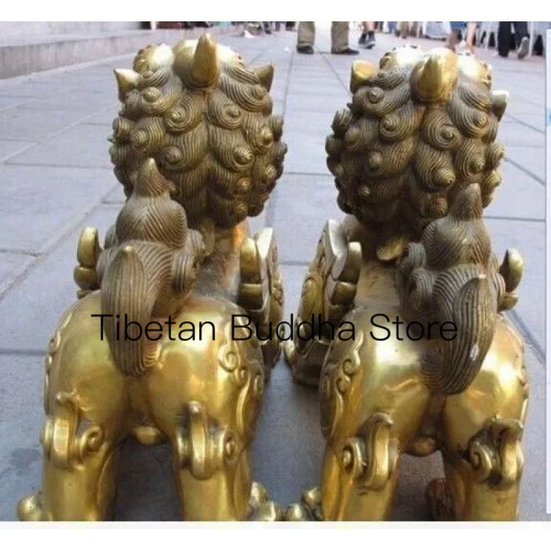 A pair Fengshui talisman Door Fu Dog Lion Lucky pixiu beast kylin Brave troops 2