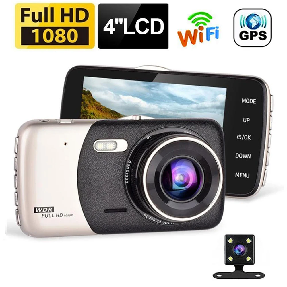 

Автомобильный видеорегистратор Wi-Fi Full HD 1080P, автомобильная камера, видеорегистратор с ночным видением, Автомобильный видеорегистратор с GPS, монитор парковки
