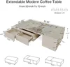 Extendable Tabletop Coffee Table , Modern from 51-Inch to 71-Inch Center Table for Living Room, Faux Marble Veneer 3