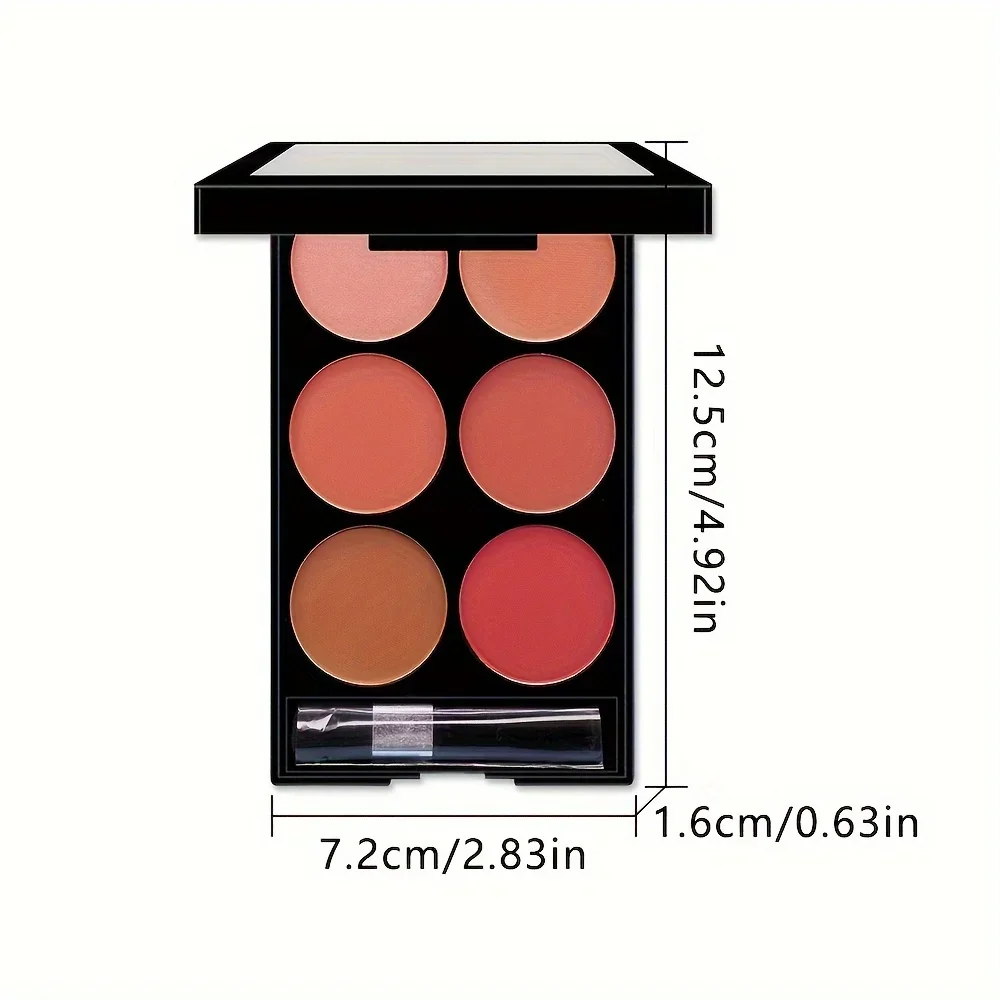 6-color blush and contouring all-in-one palette, pearlescent matte powder makeup palette 6