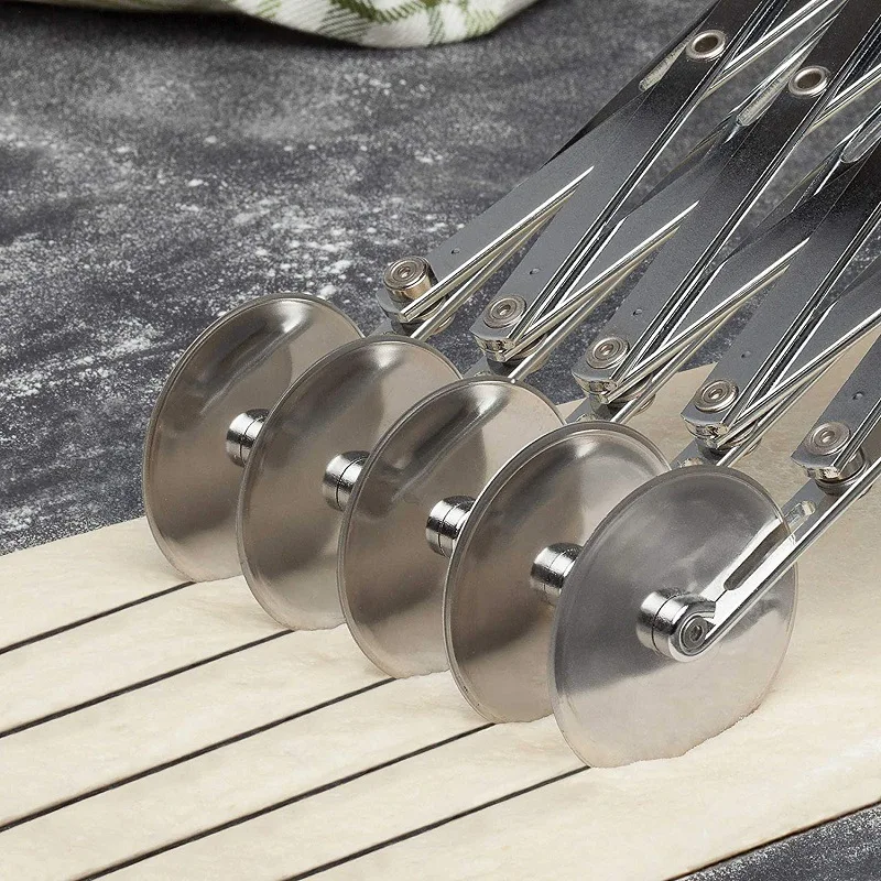 Description Picture 6 of item3/5/7 Wheels Cutter Dough Divider Side Pasta Knife Flexible Roller Blade Pizza Pastry Peeler Stainless Steel Bakeware Tools