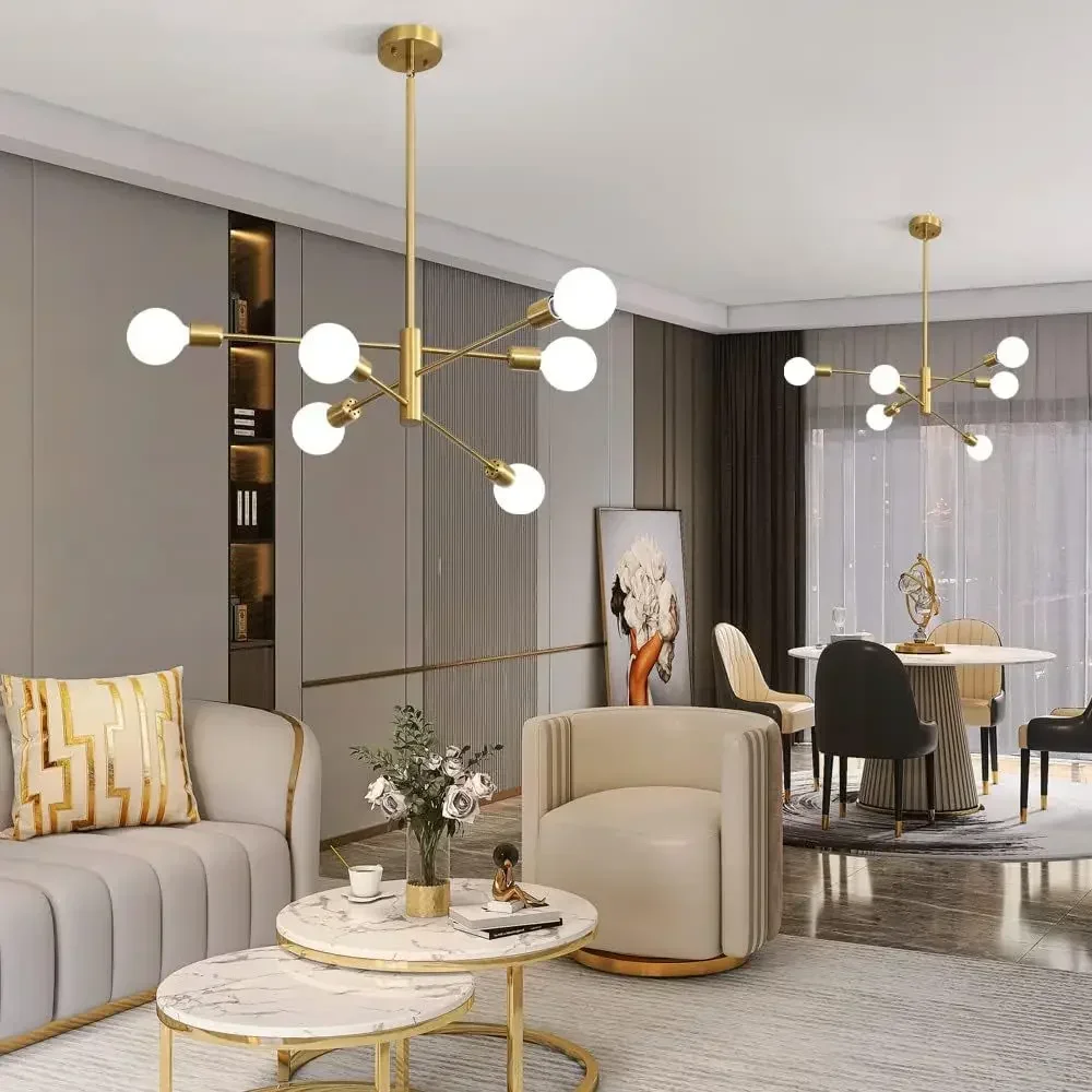 Modern Nordic Sputnik Black Chandeliers LED Lamp 4/6/8Light Home Lighting Indoor Fixtures Pendant Ceiling Not Included Bulbs Led Chandelier Ceiling Chandelier