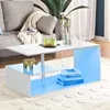High Gloss Coffee Table with LED Lights Open Shelf Smart APP Control S Shaped Modern Sofa Side End Table for Living Room 4