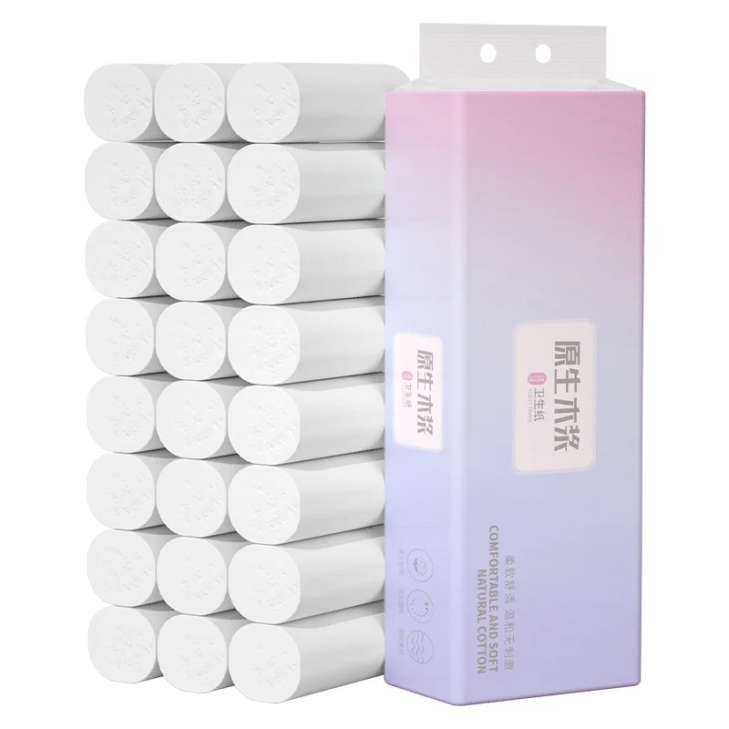 Toilet Paper 12 Rolls Toilet Paper Household Wooden Coreless Thickened Hand Tissue