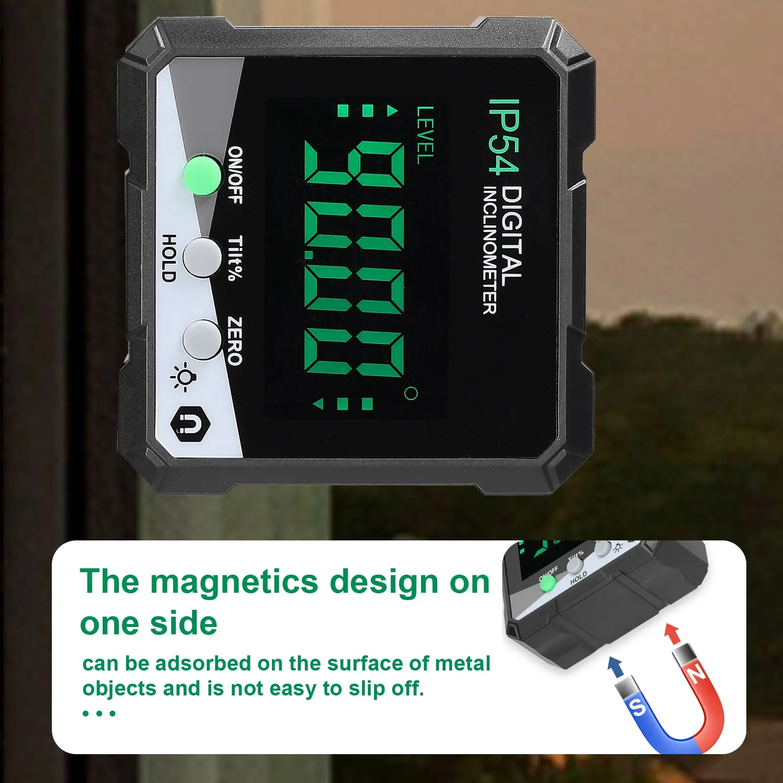 Digital Inclinometer LCD Angle Protractor Backlight Slope Meter 4*90&deg; IP54