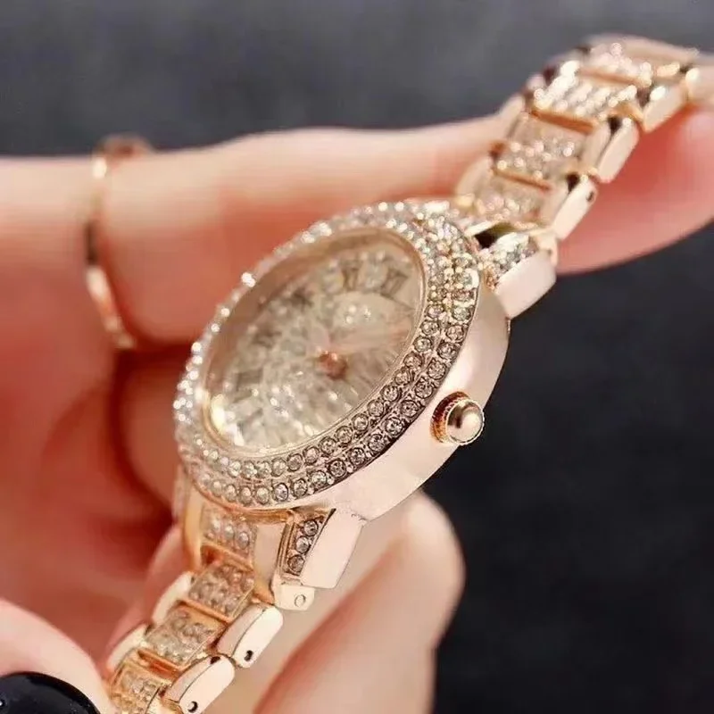 Luxury Shiny Fine Zircon Quartz Watch Elegant All-Star Jewels Women Mechanical Wristwatches Fashion Folding Wrist Watches Buckle