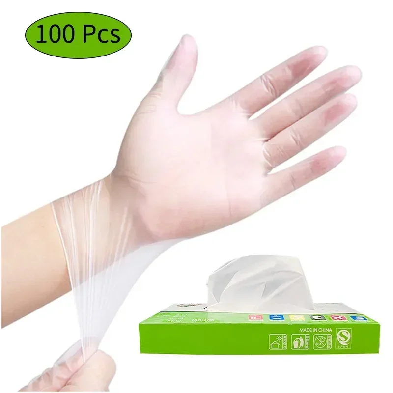 Disposable Gloves 100Pcs Transparent Thickened TPE Food Grade Kitchenware