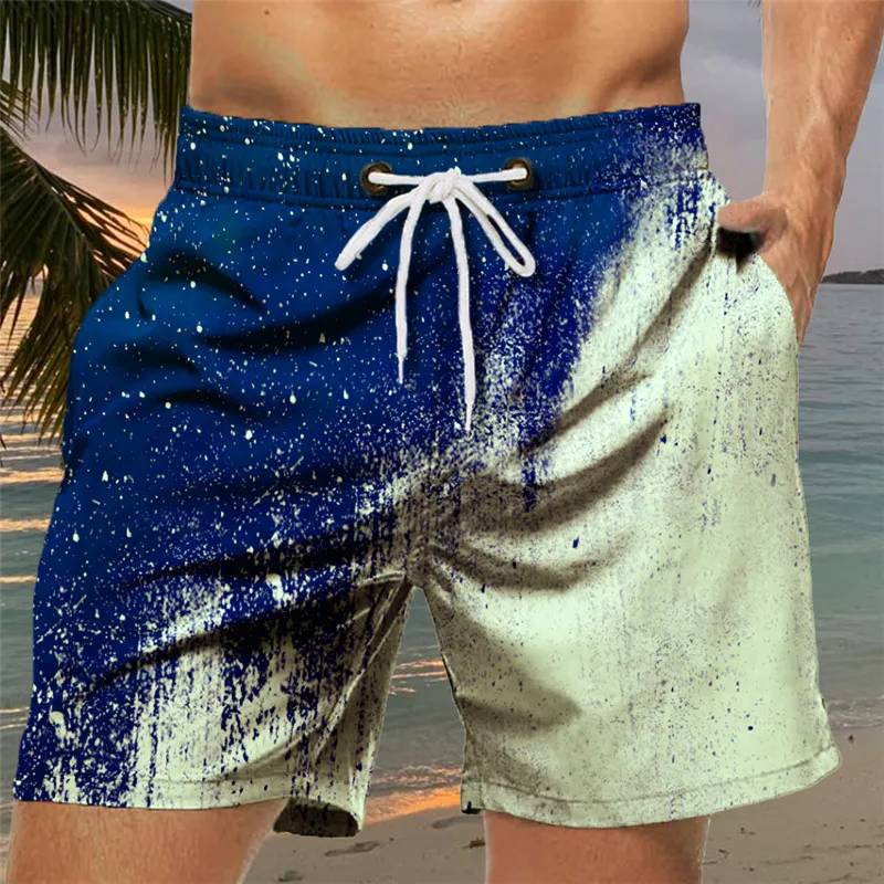 2024 Summer Street Versatile Thin Beachwear high-end Fashion 3D Digital Printing Shorts men's Large Handsome Loose Shorts 2