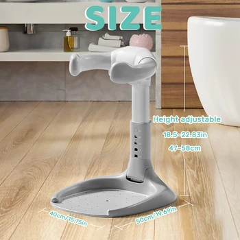 Baby Bath Stand, Baby Shower Standing Support with Adjustable Height and Armrest, Portable Bath Helper with Anti-Skip Base 2