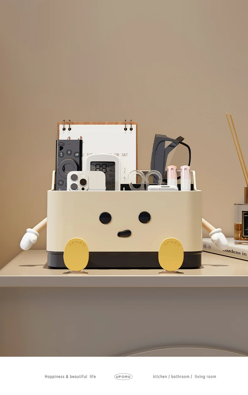 Cute Cartoon Style Desktop Storage Box Remote Control Sorting Box