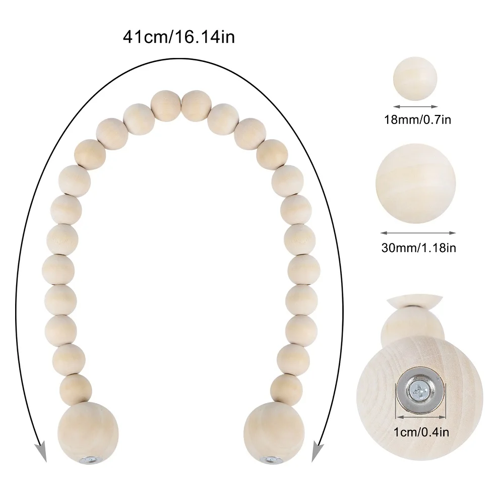 Curtain Accessories Curtain Tiebacks 2PCS Wood Bead Curtain Tiebacks Magnetic Ball Curtain Tie Rope Backs Holdbacks Buckle Clips Accessory