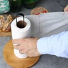 Wood Paper Towel Holder, Black Paper Towel Holder Countertop, Kitchen Towel Holder Free-Standing with Non-Slip Wooden Bas 2
