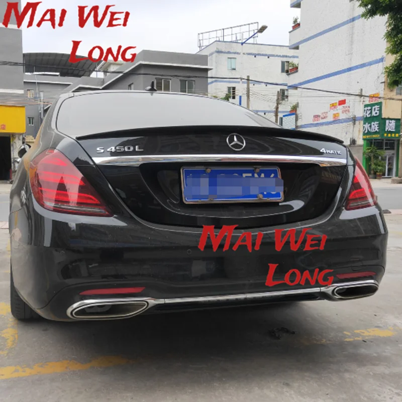 ABS 브라이트 블랙 스포일러 BOS 스타일 트렁크 립, 메르세데스 S 클래스 W222 4 문짝 세단 2014 + S350 S400 S450 S500 S600