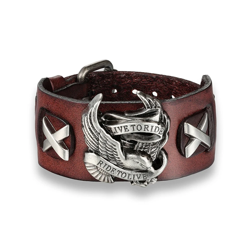 Male Bird Skull Retro Leather Bracelet Men Woman Bracelets Bangles