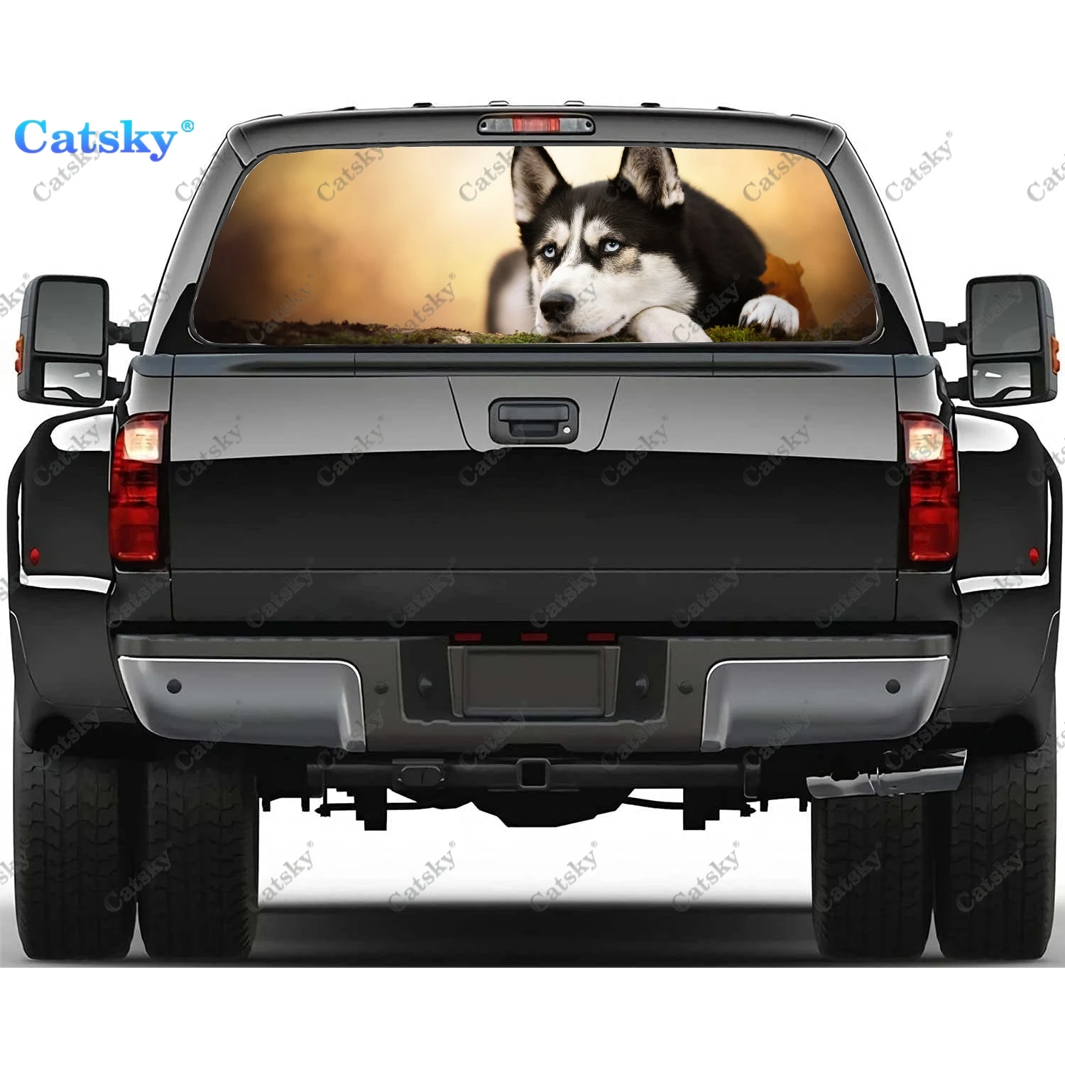

husky animal dog Window Decal Sticker Graphic PVC Decorative Truck Sticker Perforated Vinyl Universal Sticker