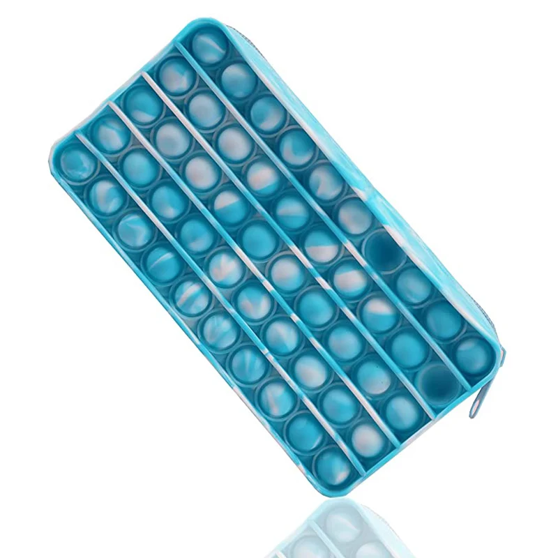 Silicone Bubble Pencil Case Sensory Fidget Toys For Kids Adults Decompression Stationery Storage Bag Juguetes Antiestr&eacute;s