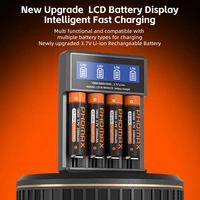 PHOMAX USB LCD Battery Smart Charger 2/4 Slots Dual For 18650 3.7V Rechargeable Lithium Battery For 1.2V NI-MH AA / AAA Battery 4
