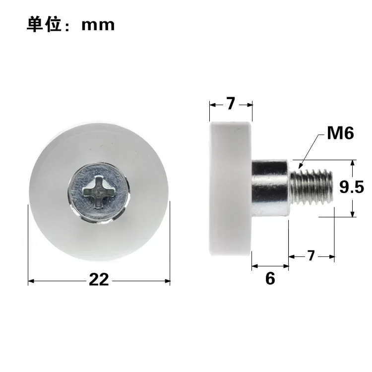 Nylon Bearing Pulley 1pc DR22 C6L7 drawer pulley non-standard bearing M6 screw thread pom cash register furniture moving wheel flat pulley