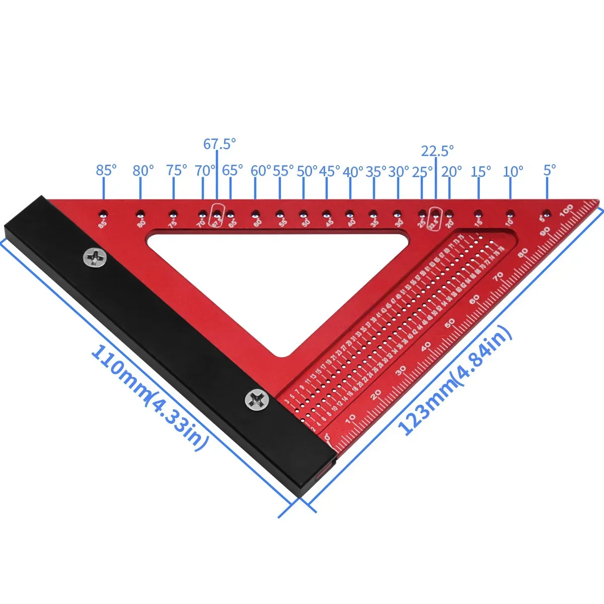 Green Aluminum Rafter Square Tool - Multi-Function Measuring Tool With Protractor For Carpentry