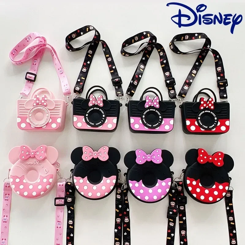 Disney Minnie Mouse Messenger Bag Small Women Phone Makeup Storage Bag Shopping Travel Kawaii Girl Mini Portafoglio A Tracolla In Silicone