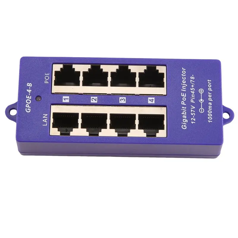핫세일 48V 또는 24V 기가비트 패시브 PoE 인젝터 4포트 1000Mbps PoE 모듈 (보안 IP 카메라, 와이파이 액세스 포인트, UBNT, Easy용)