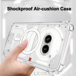 Magnetic Wireless Charging Silicone and Acrylic Protective Phone Case with Air-Bag Corners for Nothing Phone 2A (Clear)