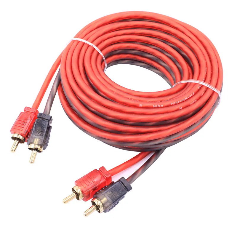 Car audio RCA cable amplifier 5m audio 2 Male to 2 male RCA wire cable car modification subwoofer signal