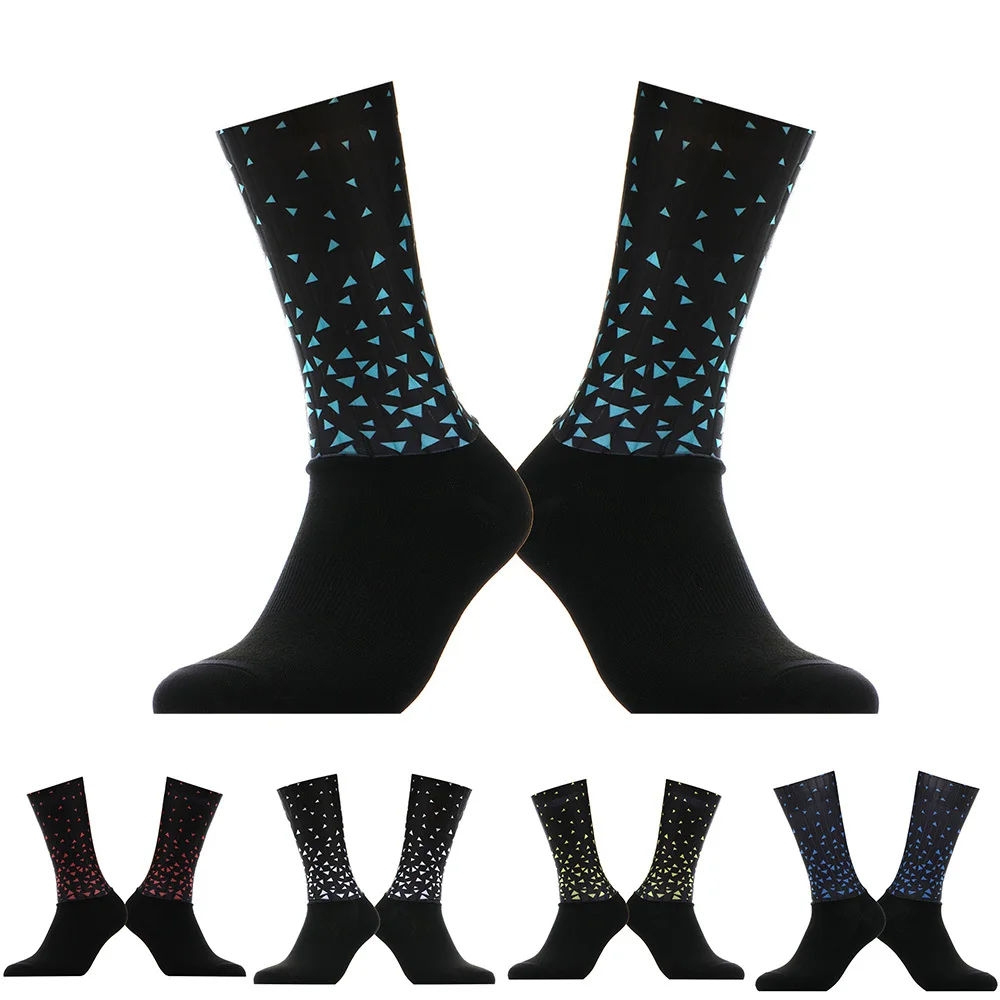 

Новые бесшовные велосипедные носки из силикагеля с градиентным переходом цвета, мужские высокотехнологичные дорожные носки