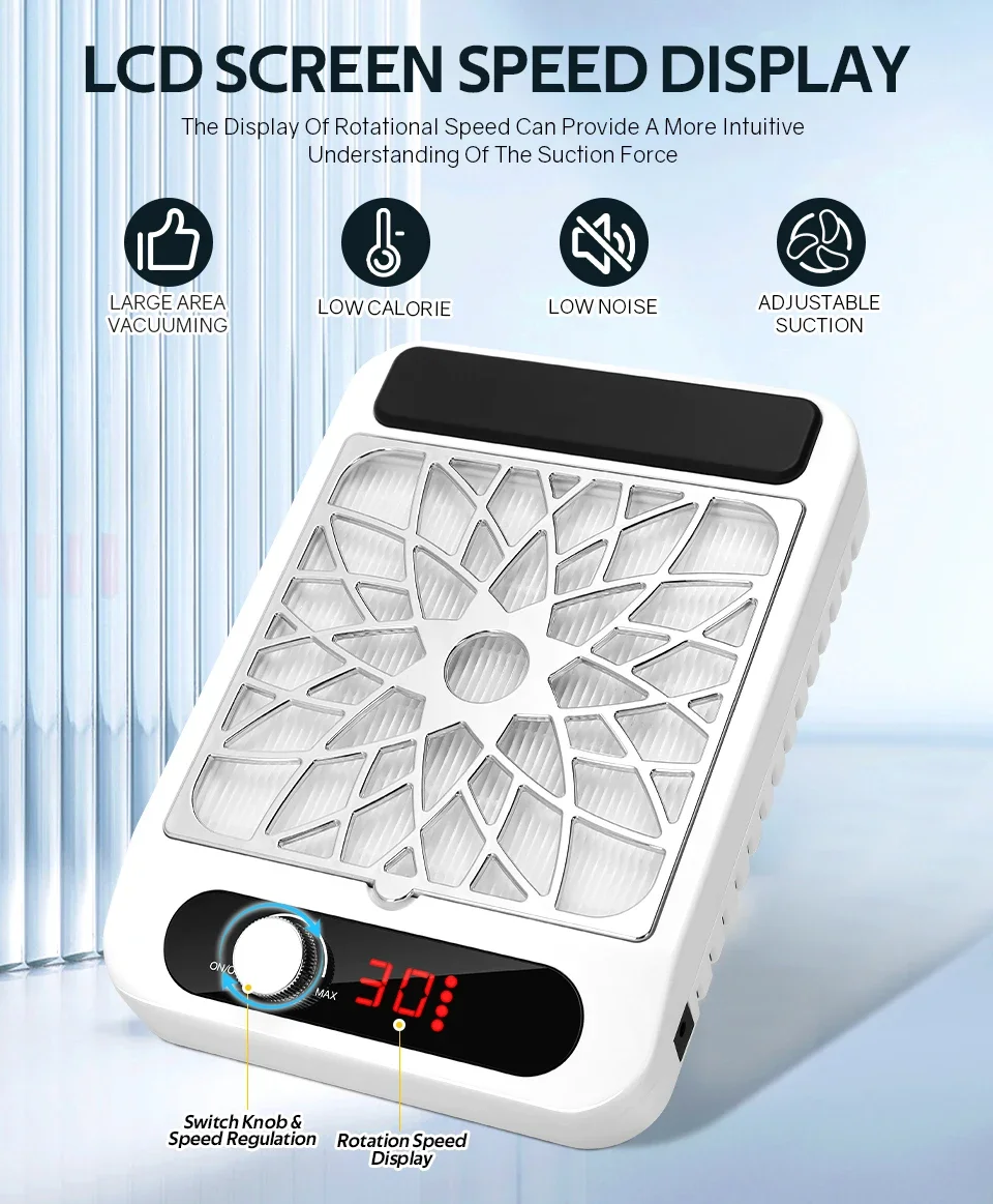 Powerful Nail Dust Vacuum Collector Professional Nail Dust Extractor With Reusab