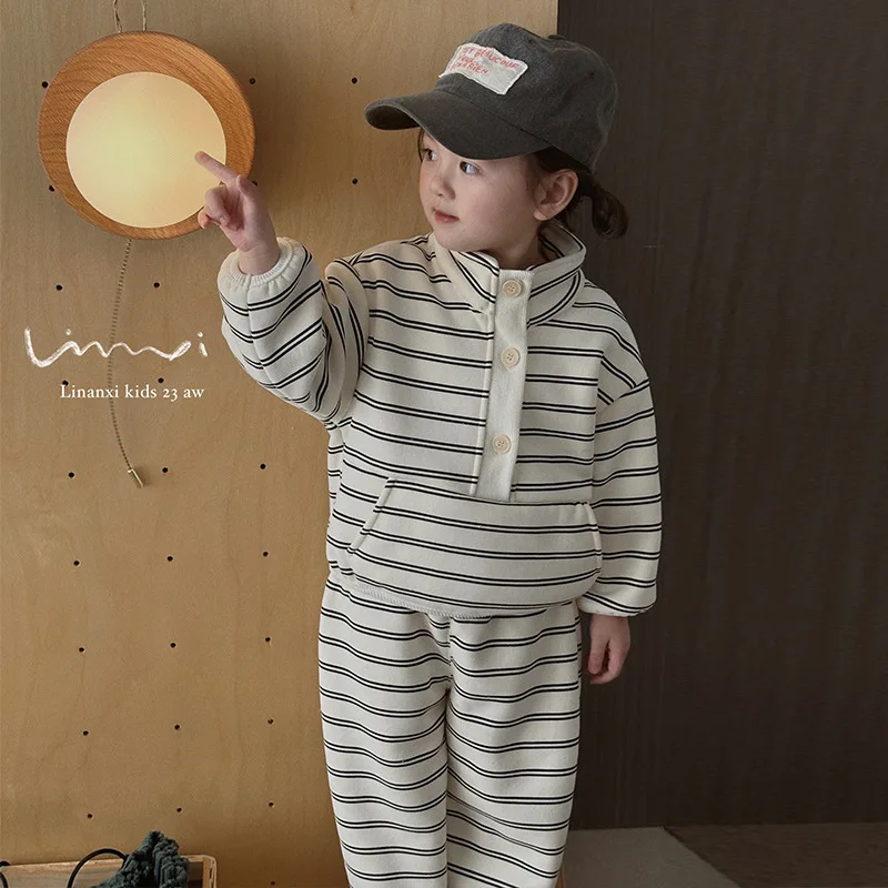 

Autumn Winter Children Clothing Set New Kids Warm Fleece Pajamas Suits Boys Girls Thicken Warm Casual Outerwear