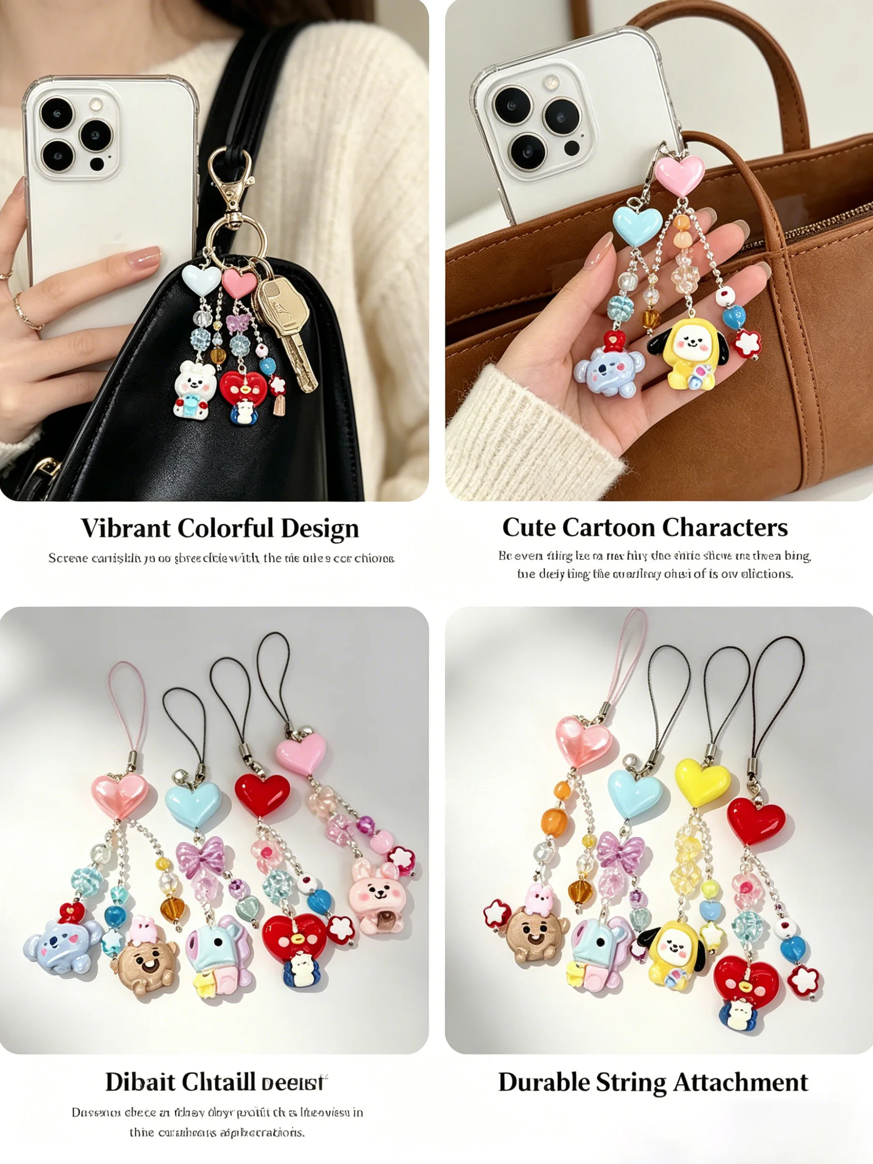 Charms for phones, air pods, keys, purses and backpacks