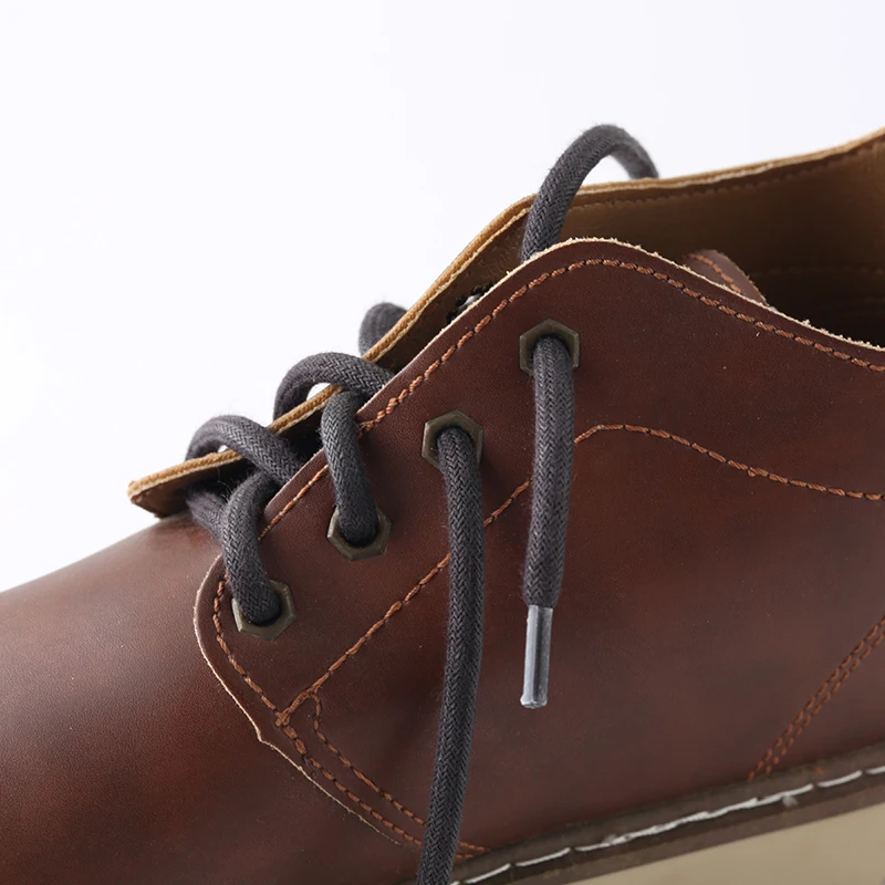 HIBERNI Runde Baumwoll-Schnürsenkel mit Dunkelbraunen Verdickten Schuhbändern 6mm Durchmesser 100/120/140cm Schnürsenkel für Schuhe – Detail 2