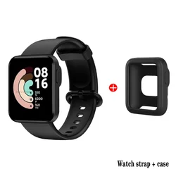 Premium Silicone Strap for Smartwatch - Durable, Comfortable Replacement Wristband with Protective Case (Black)